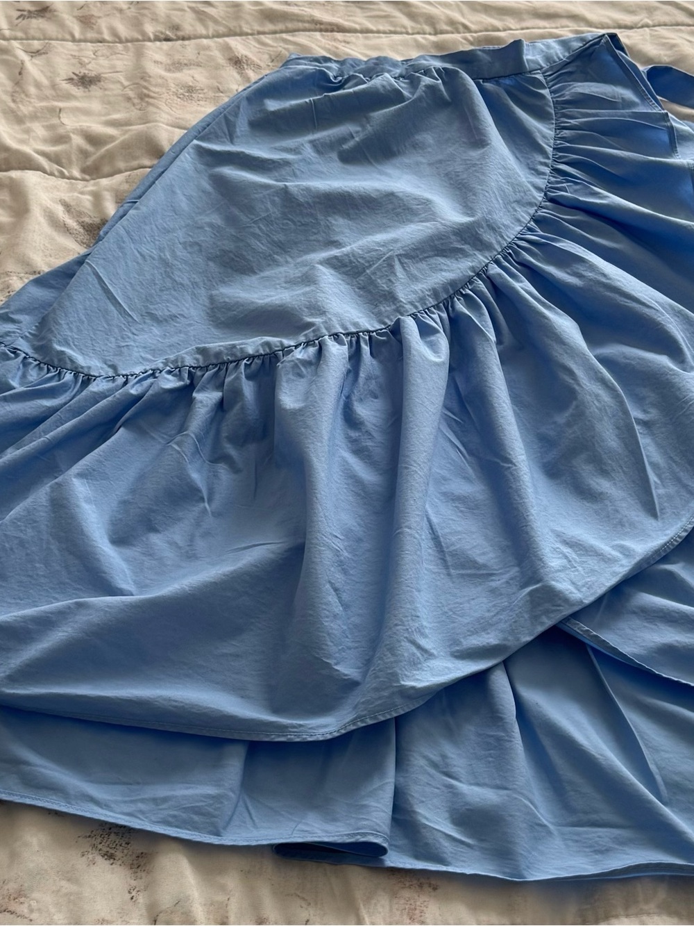J. Crew periwinkle Blue Ruffle wrap Midi Skirt, size 000 feminine adjustable - Picture 8 of 16
